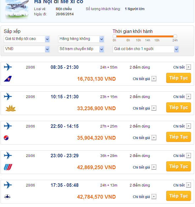 Vé máy bay Vietnam Airlines đi Mexico