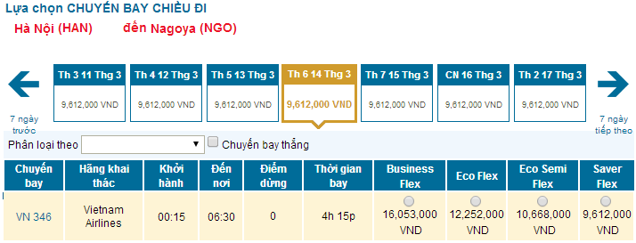 vé máy bay Vietnam Airlines đi Nagoya