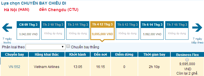 vé máy bay Vietnam Airlines đi Chengdu