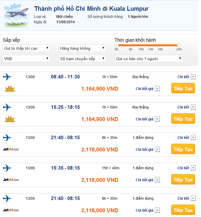 vé máy bay Vietnam Airlines đi Kuala Lumpur