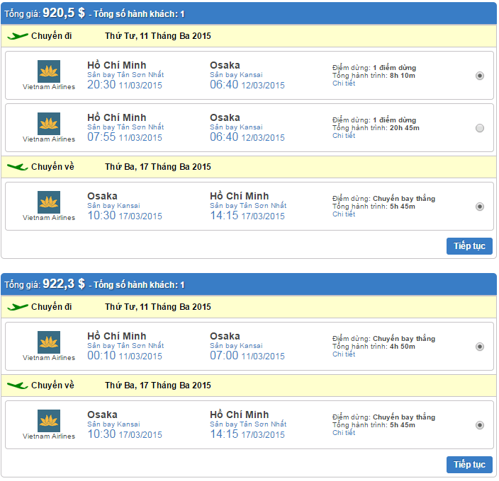 vé máy bay Vietnam Airlines đi Osaka