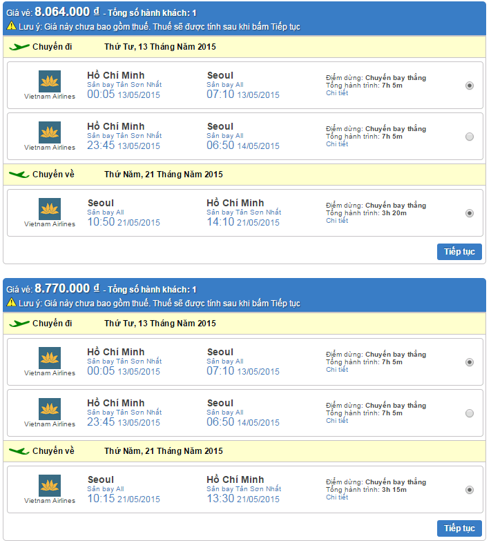 vé máy bay Vietnam Airlines đi Seoul