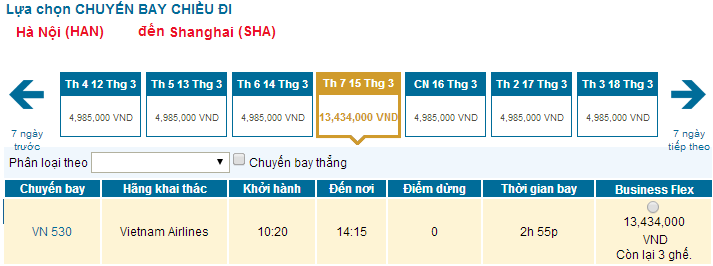 vé máy bay Vietnam Airlines đi Shanghai