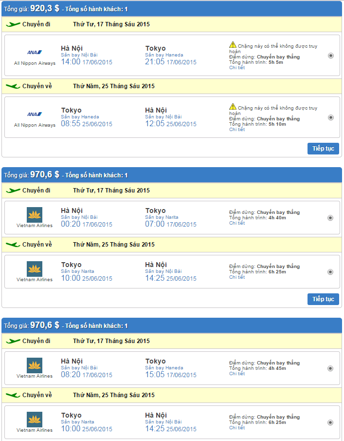 vé máy bay Vietnam Airlines đi Tokyo