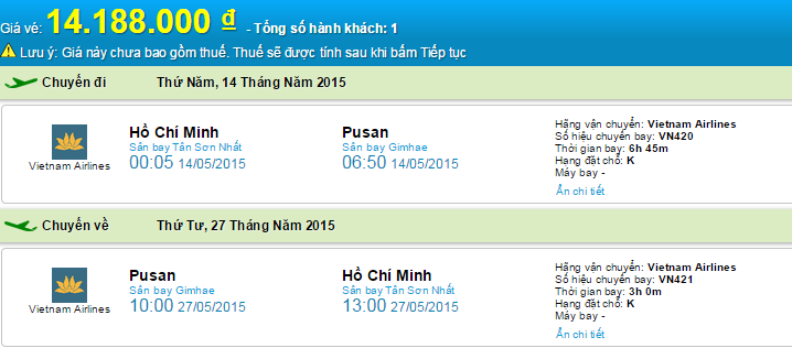 Vé máy bay Vietnam Airlines đi Busan
